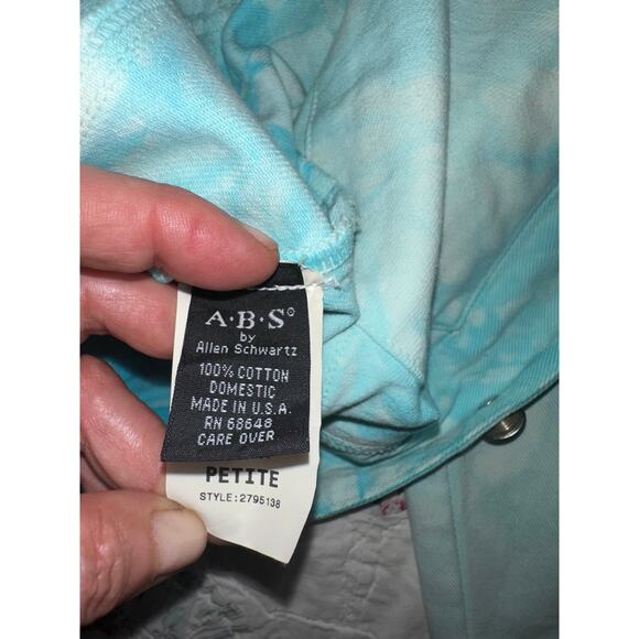 VINTAGE Y2K UNWORN A.B.S. TURQUOISE TIE DYE DENIM JEAN JACKET - Picture 5 of 8